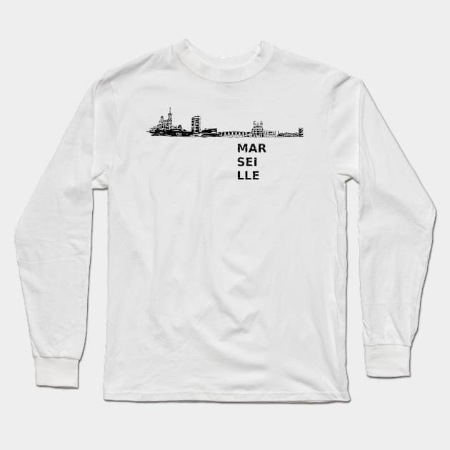 Marseille - World Cities Series by 9BH Long Sleeve T-Shirt by JD by BN18 